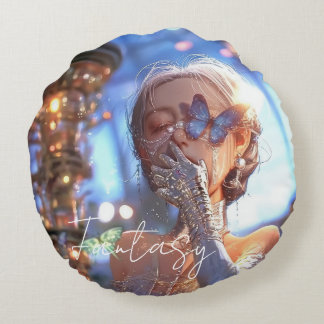 Aesthetic / Dark Fantasy Girl Round Cushion