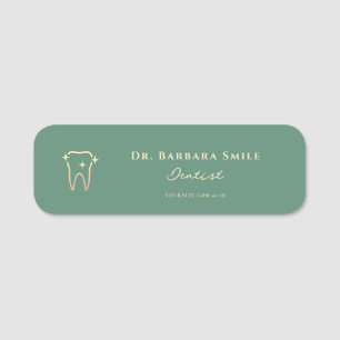 Aesthetic Dentist Dusty Teal Tooth Dental Cosmetic Name Tag