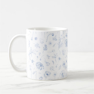 Aesthetic Elegance Beautifully Floral Blue Pattern Coffee Mug