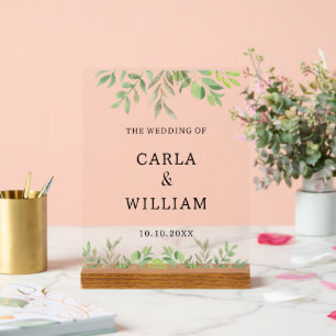 Aesthetic Elegant Custom Text Wedding Business Acrylic Sign