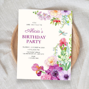 Aesthetic elegant floral art birthday invitation