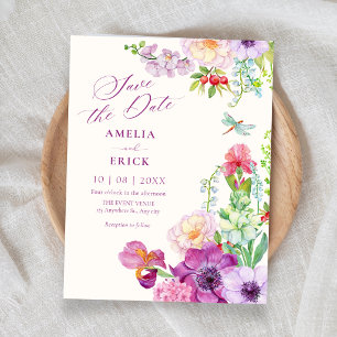 Aesthetic elegant floral art wedding save the date