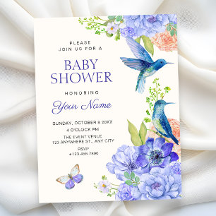 Aesthetic elegant floral bloom bird baby shower invitation
