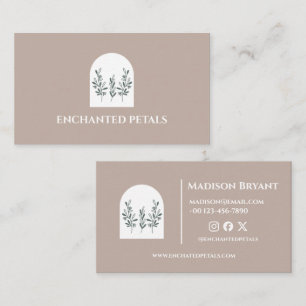 Aesthetic Elegant Floral Boho Leaf Soft Colour Business Card