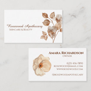 Aesthetic Elegant Floral Soft Beige Professional  Business Card