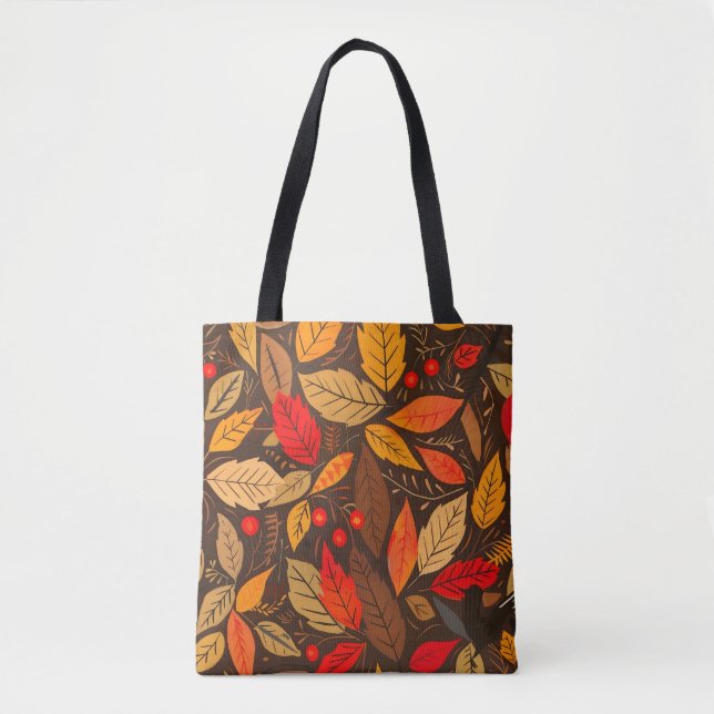 Aesthetic Fall Leaf Pattern Tote Bag (Front)