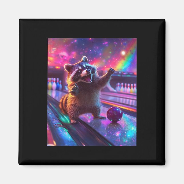 Aesthetic Fantasycore Racoon Bowling Funny  Magnet (Front)
