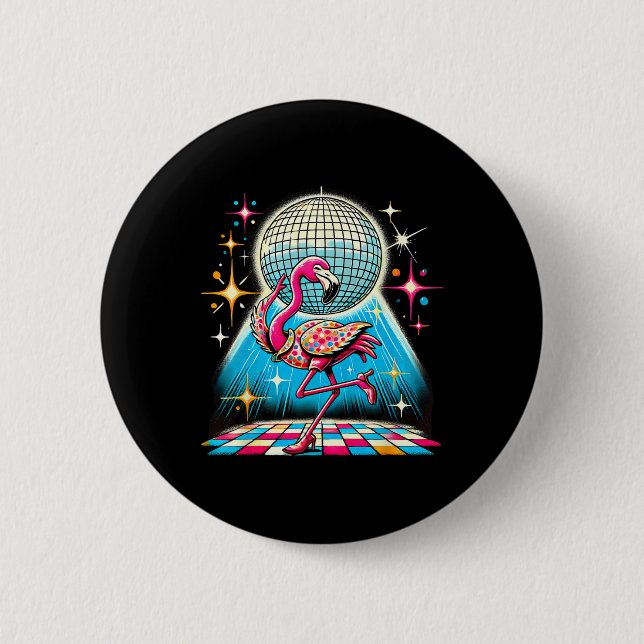 Aesthetic Flamingo Disco  6 Cm Round Badge (Front)
