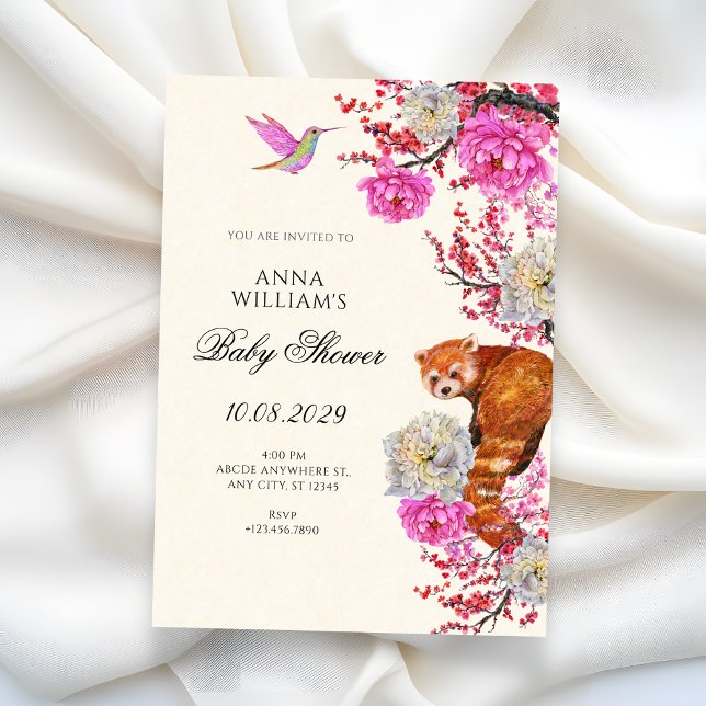Aesthetic flora fauna spring baby shower invitation (Creator Uploaded)