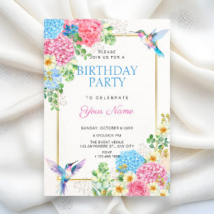 Aesthetic floral bird birthday invitation
