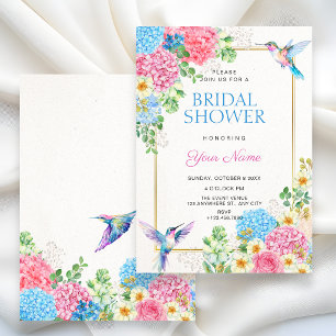 Aesthetic floral bird bridal shower invitation