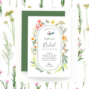 Aesthetic floral bird bridal shower invitation
