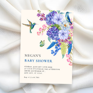 Aesthetic floral bird elegant baby shower invitation