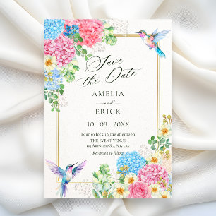 Aesthetic floral bird save the date