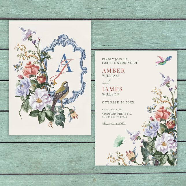 Aesthetic Floral bird wedding  Invitation (Creator Uploaded)