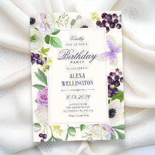 Aesthetic floral birthday invitation