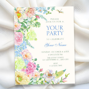 Aesthetic floral bloom invitation