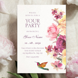 Aesthetic floral bloom invitation