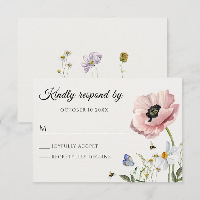 Aesthetic floral bloom RSVP card (Front/Back)