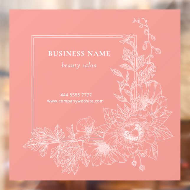 Aesthetic Floral Border Beauty Salon Peach Sign (Sheet 2)