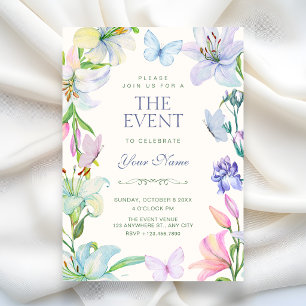 Aesthetic Floral butterflies  Invitation