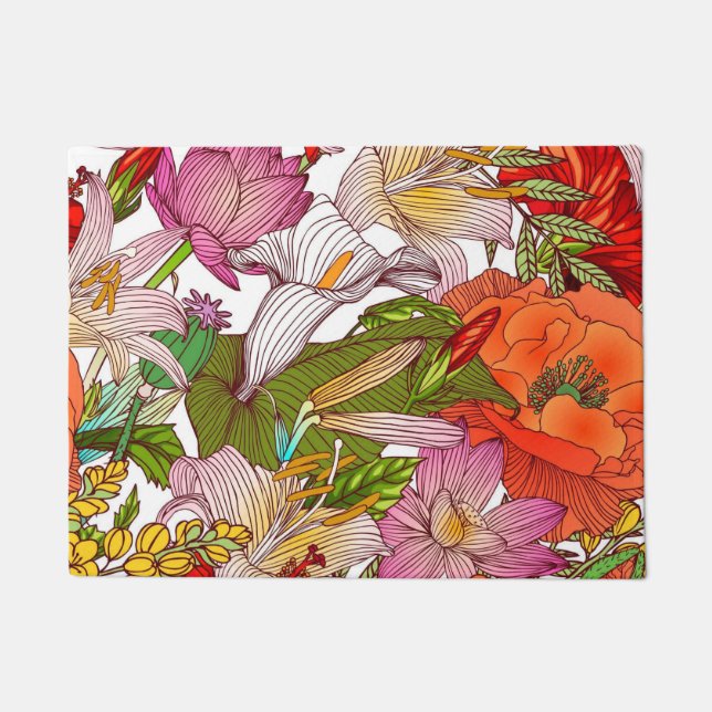 Aesthetic floral  doormat (Front)