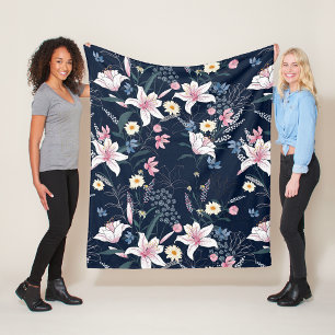 Aesthetic floral fleece blanket