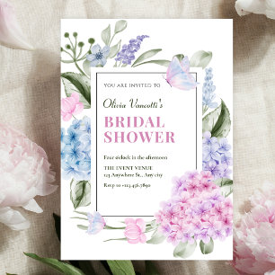 Aesthetic Floral hydrangea bridal shower Invitation