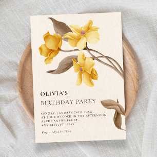 Aesthetic floral minimalist elegant birthday invitation