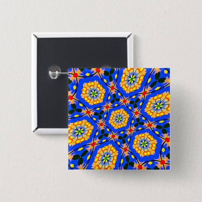 Aesthetic Floral Pattern 15 Cm Square Badge (Front & Back)