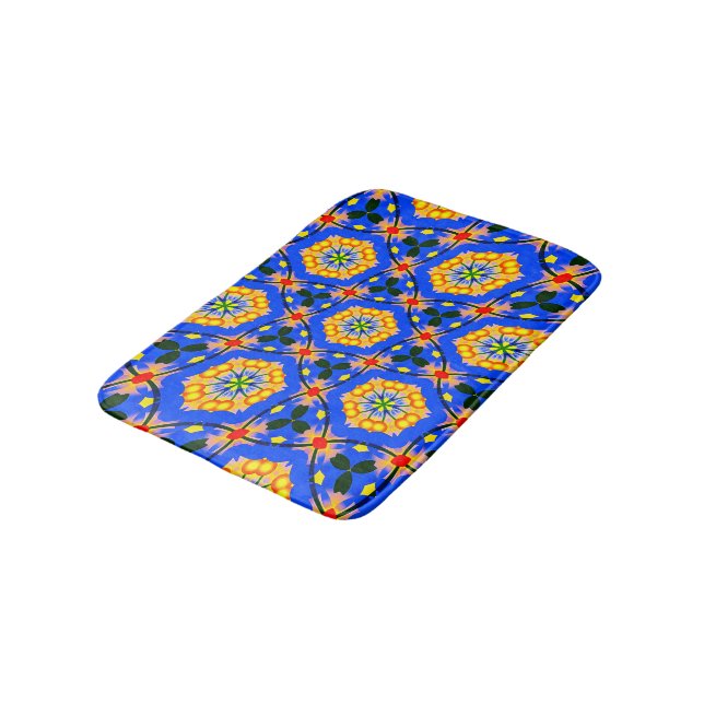 Aesthetic Floral Pattern Bath Mat (Angled)