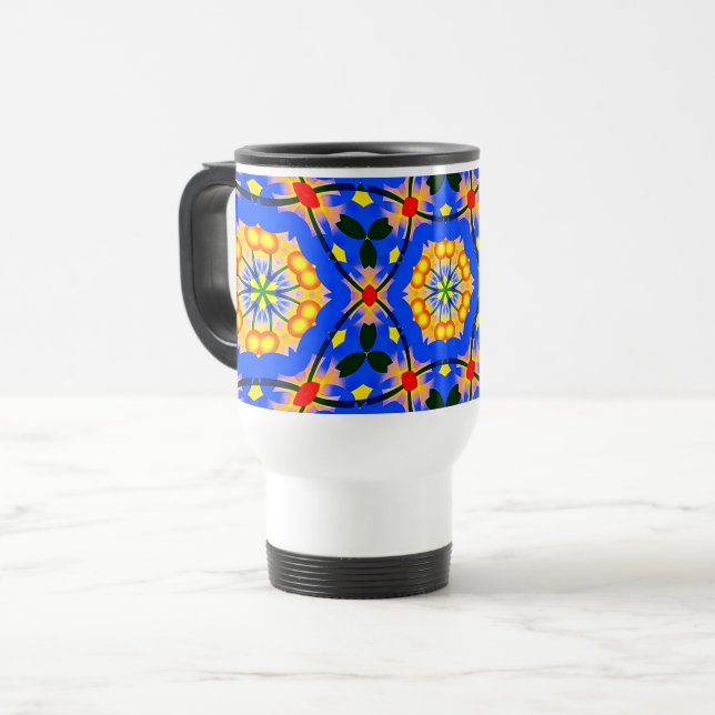 Aesthetic Floral Pattern Travel Mug (Front Left)