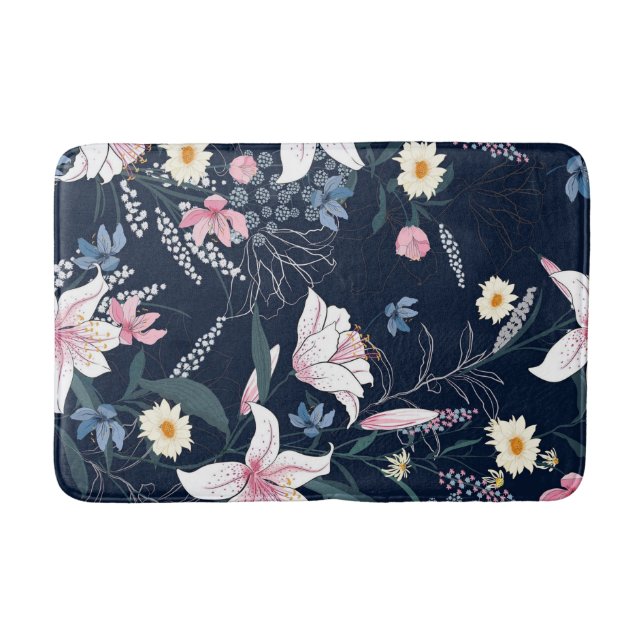 Aesthetic Floral seamless pattern   Bath Mat (Front)