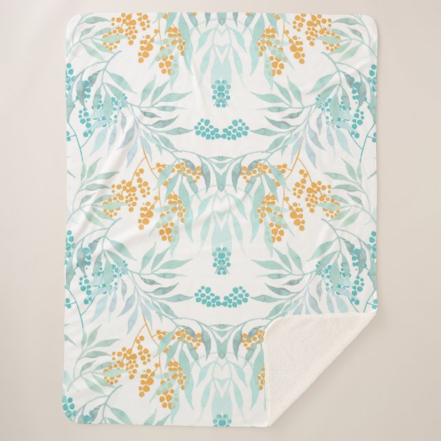 Aesthetic floral  sherpa blanket (Front)