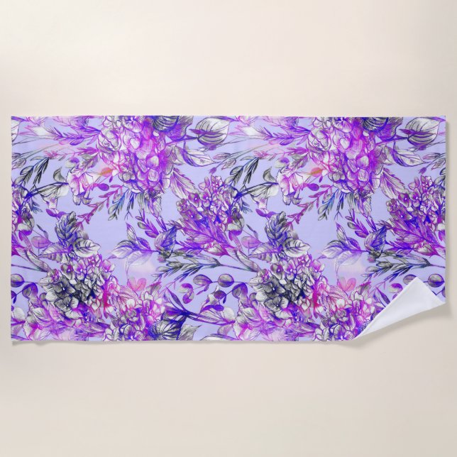 Aesthetic floral  shower curtain beach towel (Front)