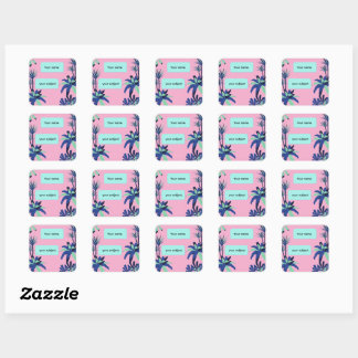 Aesthetic Floral Subject Personalised notebook Square Sticker