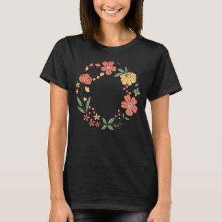 Aesthetic Floral Wreath Boho Illustration T-Shirt