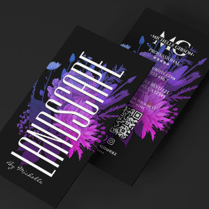 Aesthetic Florist Landscape Artist Black Purple Business Card