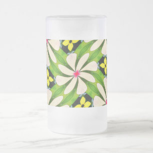 Aesthetic Flowers Pattern Frosted Glass Beer Mug