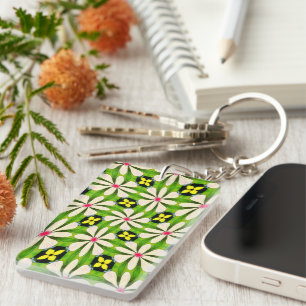 Aesthetic Flowers Pattern Key Ring