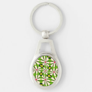 Aesthetic Flowers Pattern Key Ring