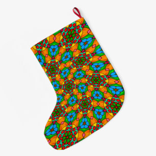 Aesthetic Flowers Pattern Large Christmas Stocking
