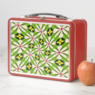 Aesthetic Flowers Pattern Metal Lunch Box