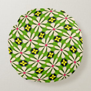 Aesthetic Flowers Pattern Round Cushion