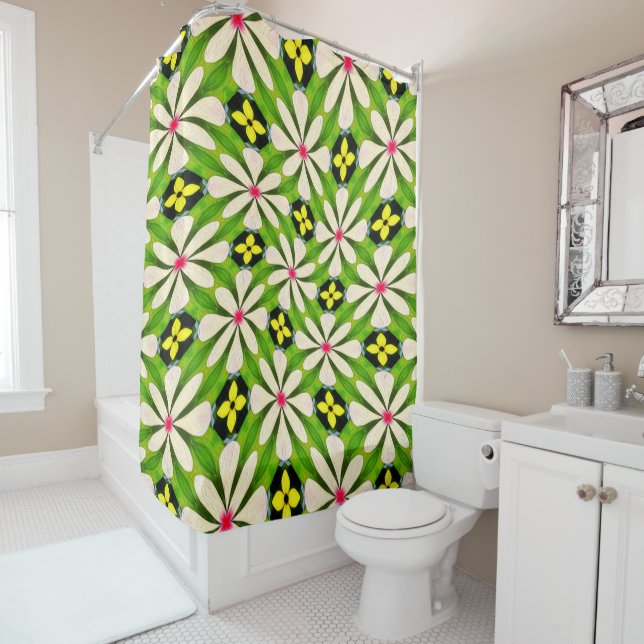 Aesthetic Flowers Pattern Shower Curtain (In Situ)