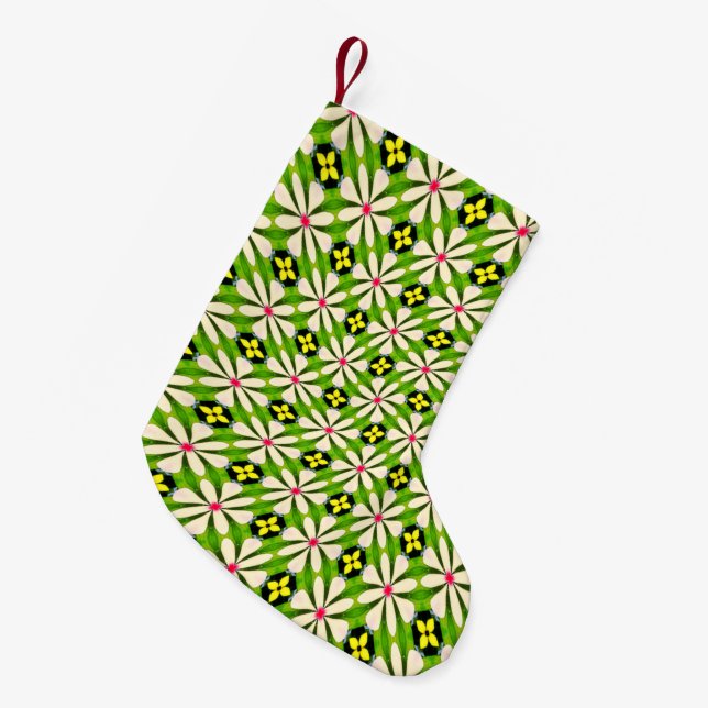 Aesthetic Flowers Pattern Small Christmas Stocking (Front (Hanging))