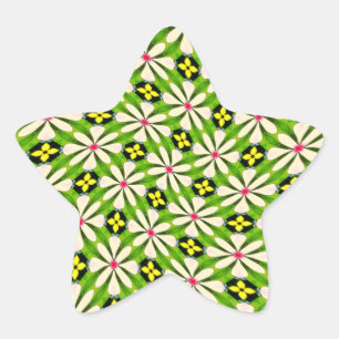 Aesthetic Flowers Pattern Star Sticker