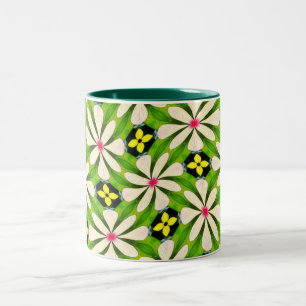 Aesthetic Flowers Pattern Two-Tone Coffee Mug