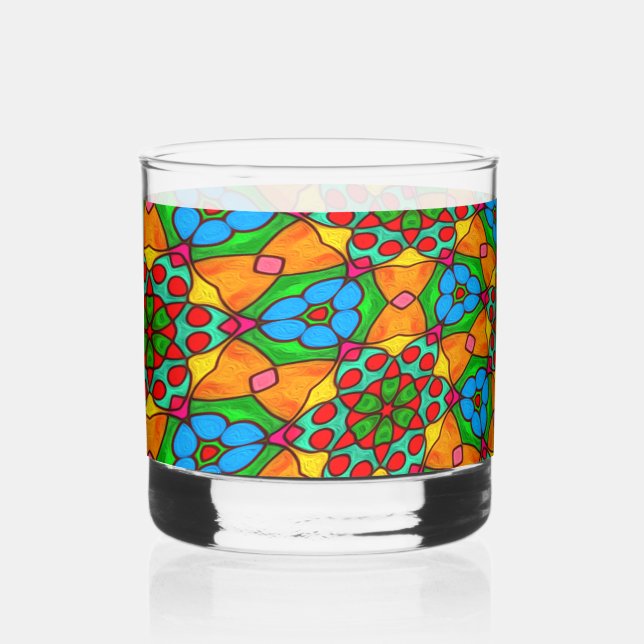 Aesthetic Flowers Pattern Whiskey Glass (Front)