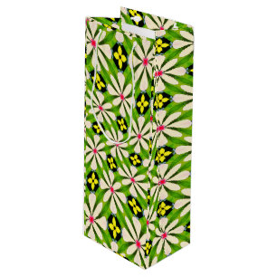 Aesthetic Flowers Pattern Wine Gift Bag